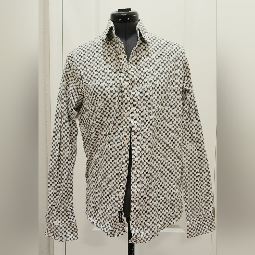 Men's Michael Kors Slim Fit Black & White Button Down Dress Shirt‎ - Picture 16 of 16